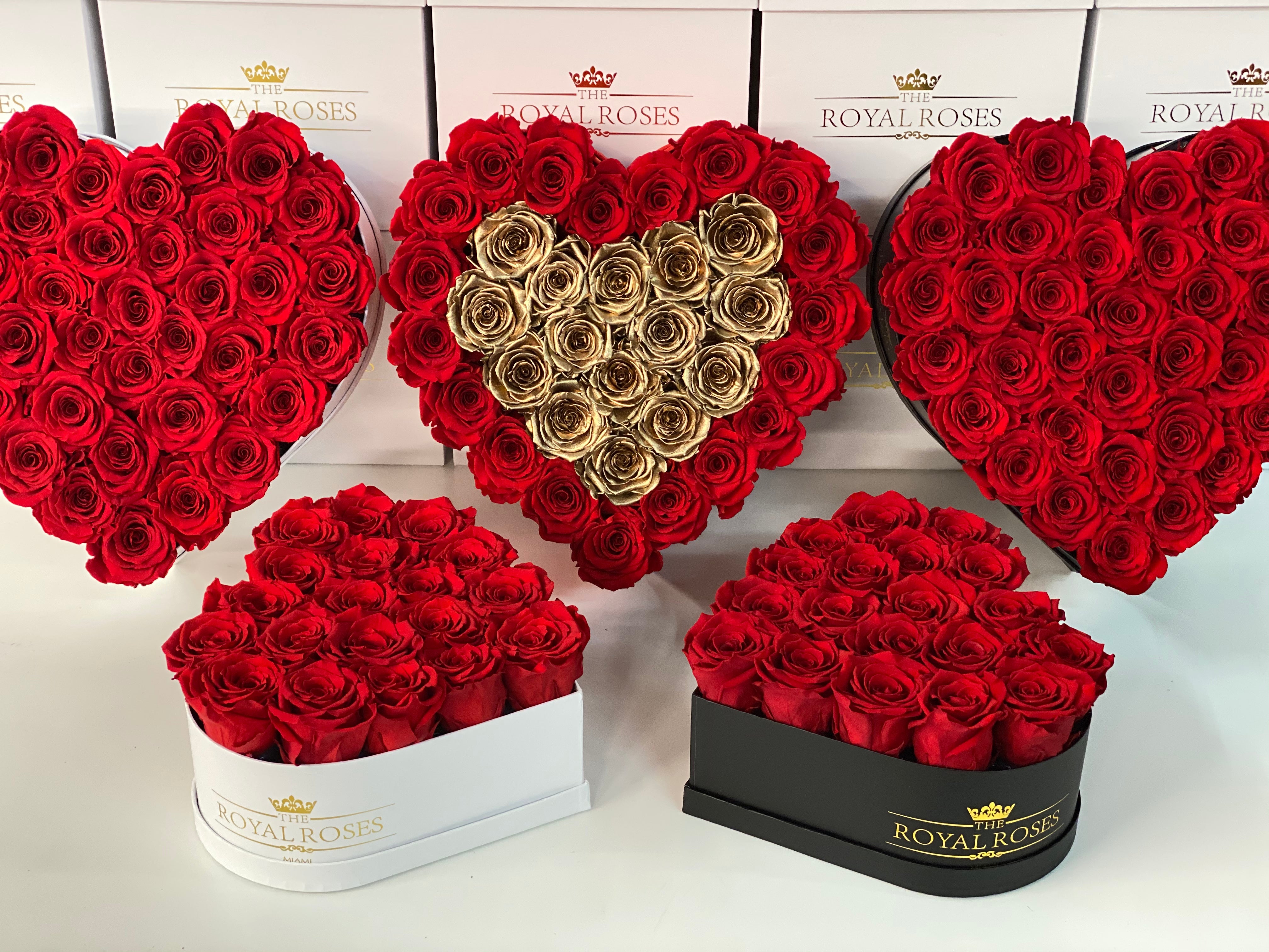 Heart Shaped Box With Red Roses Chocolate And Champagne