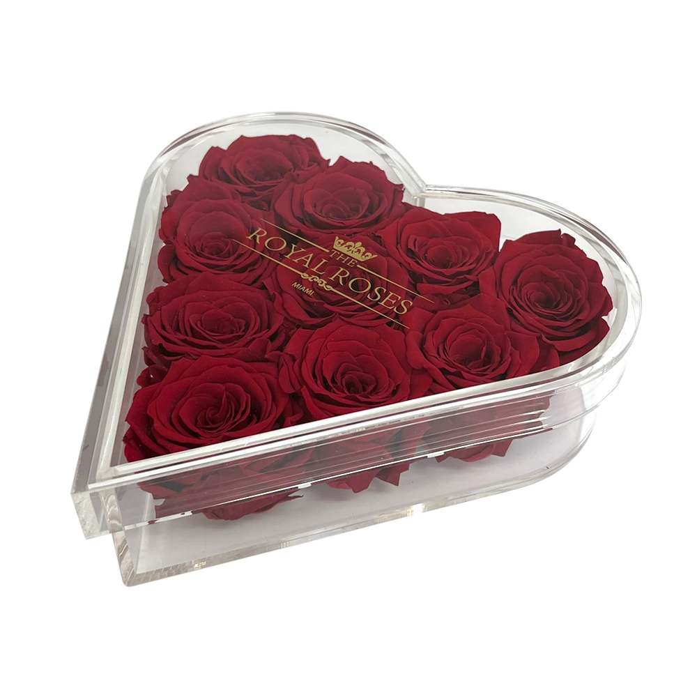 Limited Luxury Medium Heart Acrylic Box - The Royal Roses 