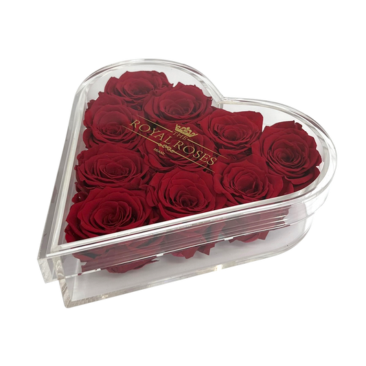 Limited Luxury Medium Heart Acrylic Box - The Royal Roses 