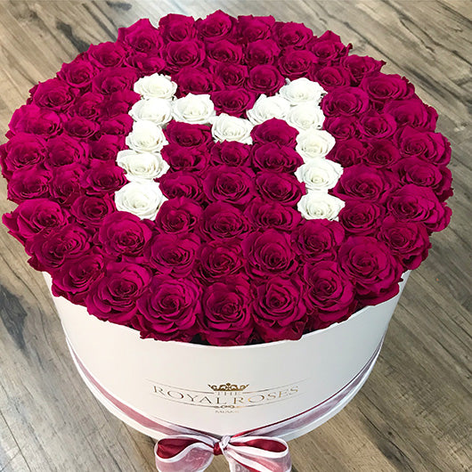 XL Round Box - Special Collection of Real Long Lasting Roses - Lifetime is Over 1 Year - The Royal Roses 