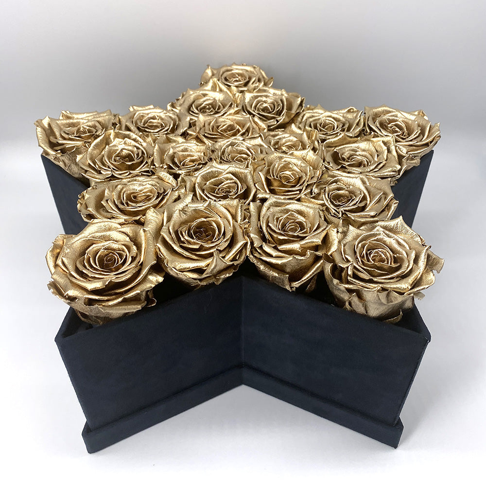 Limited Edition Star Box - Special Collection of Real Long Lasting Roses - Lifetime is Over 1 Year - The Royal Roses 