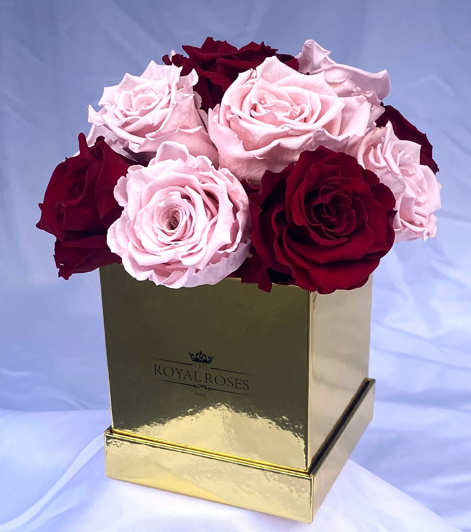 Dome Mini Square Shaped Box -Real Long Lasting Roses - Lifetime is Over 1 Year - The Royal Roses 